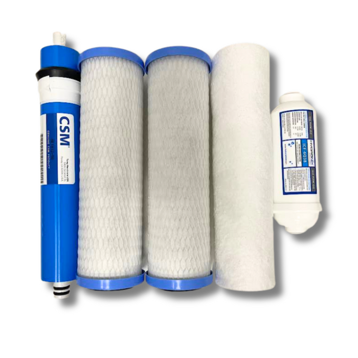 5-Stage RO Replacement Kit, 4 Filters + 50 GPD Membrane