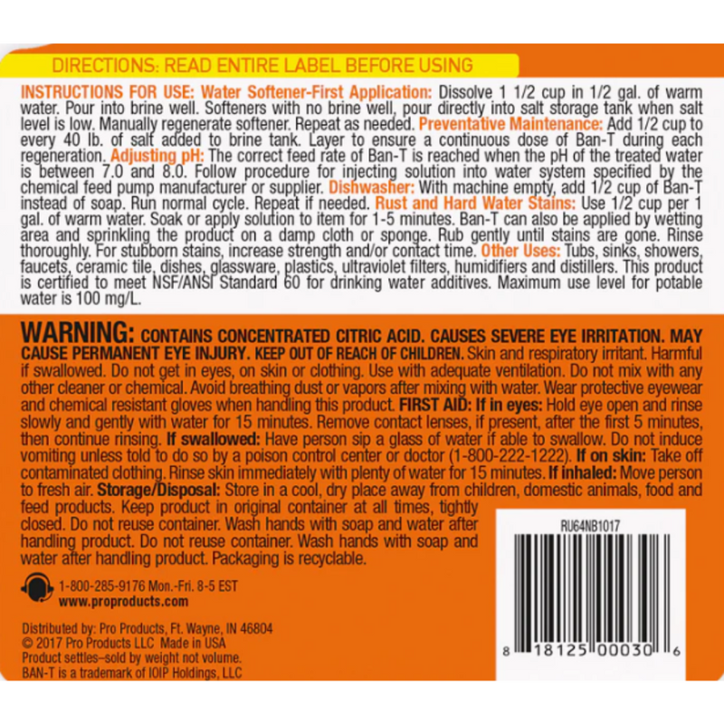 Ban-T Alkaline Water Neutralizer and Tannin Remover (4 lb Bottle)