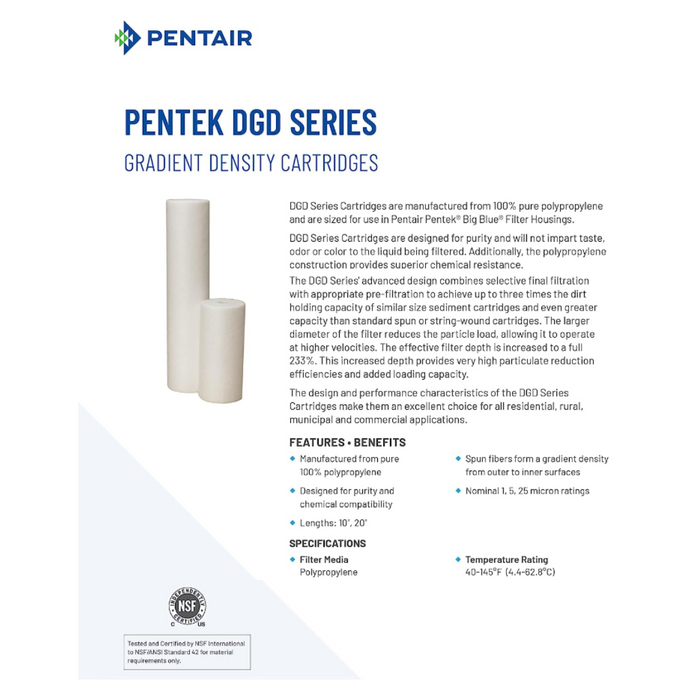Pentek 20" Big Blue Polypropylene, 5-Micron Cartridge (Quantity of 2)
