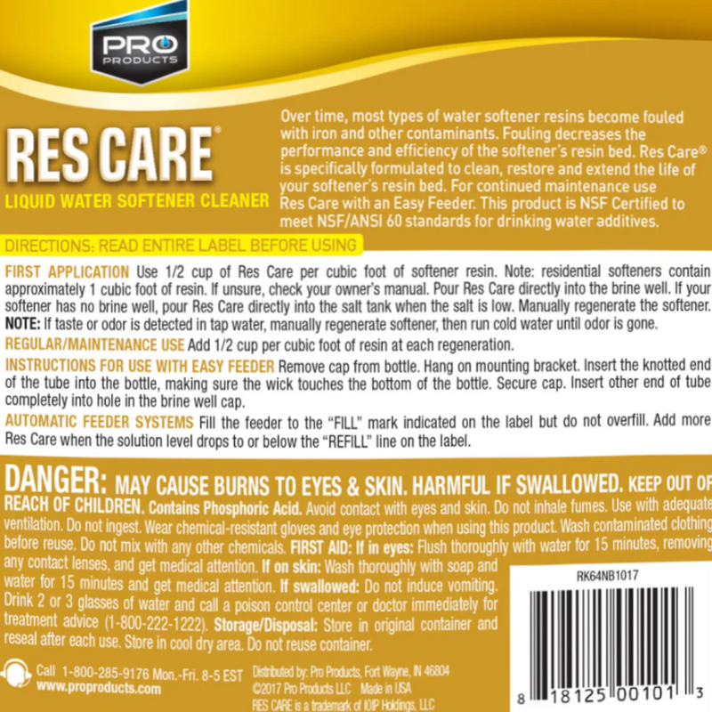 Rescare Water Softener Cleaner (Four 1 Gallon Bottles)