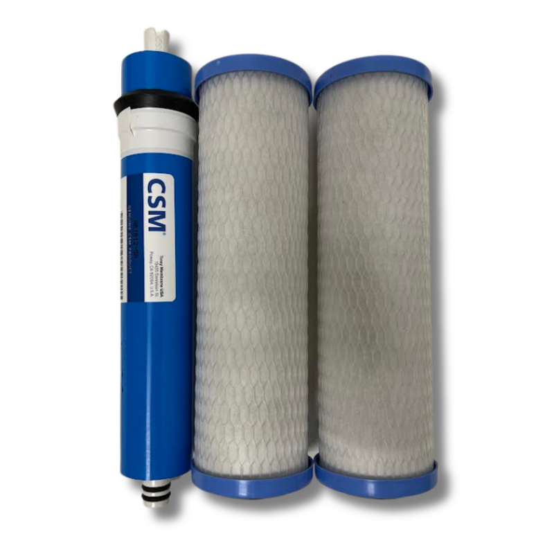 3-Stage RO Replacement Kit, Two 10" Filters + 50 GPD Membrane